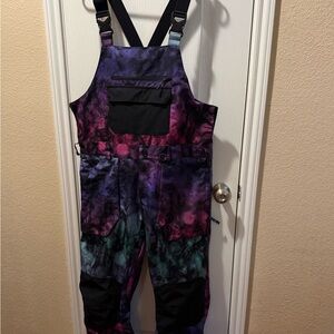 Volcom Multicolor Tie-Dye Snow Bib Jumpsuit - Purple, Teal, Black